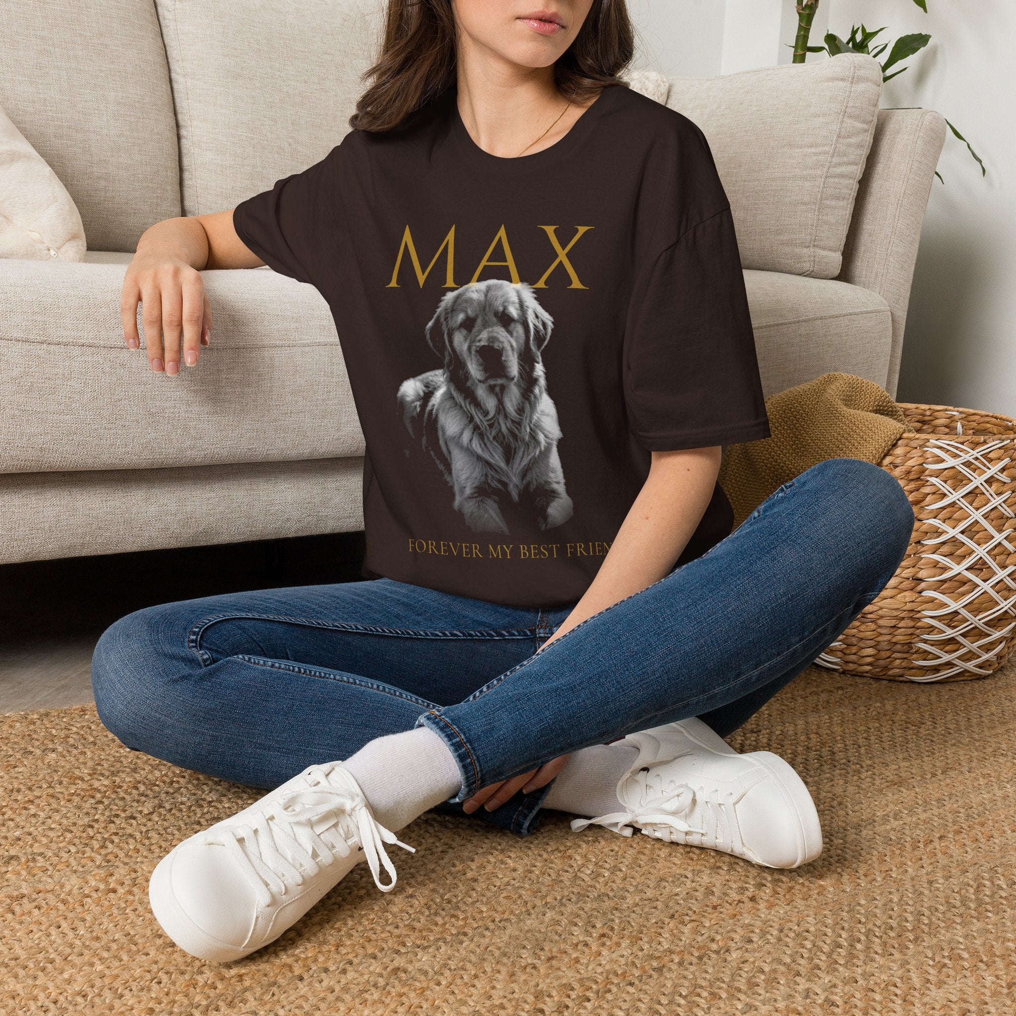 Dog Memorial T-Shirt — Personalized "MAX" Golden Retriever Tribute Tee