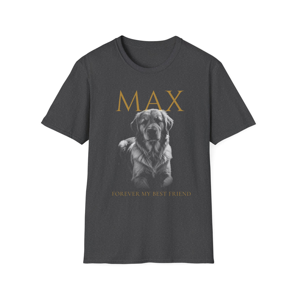 Dog Memorial T-Shirt — Personalized "MAX" Golden Retriever Tribute Tee