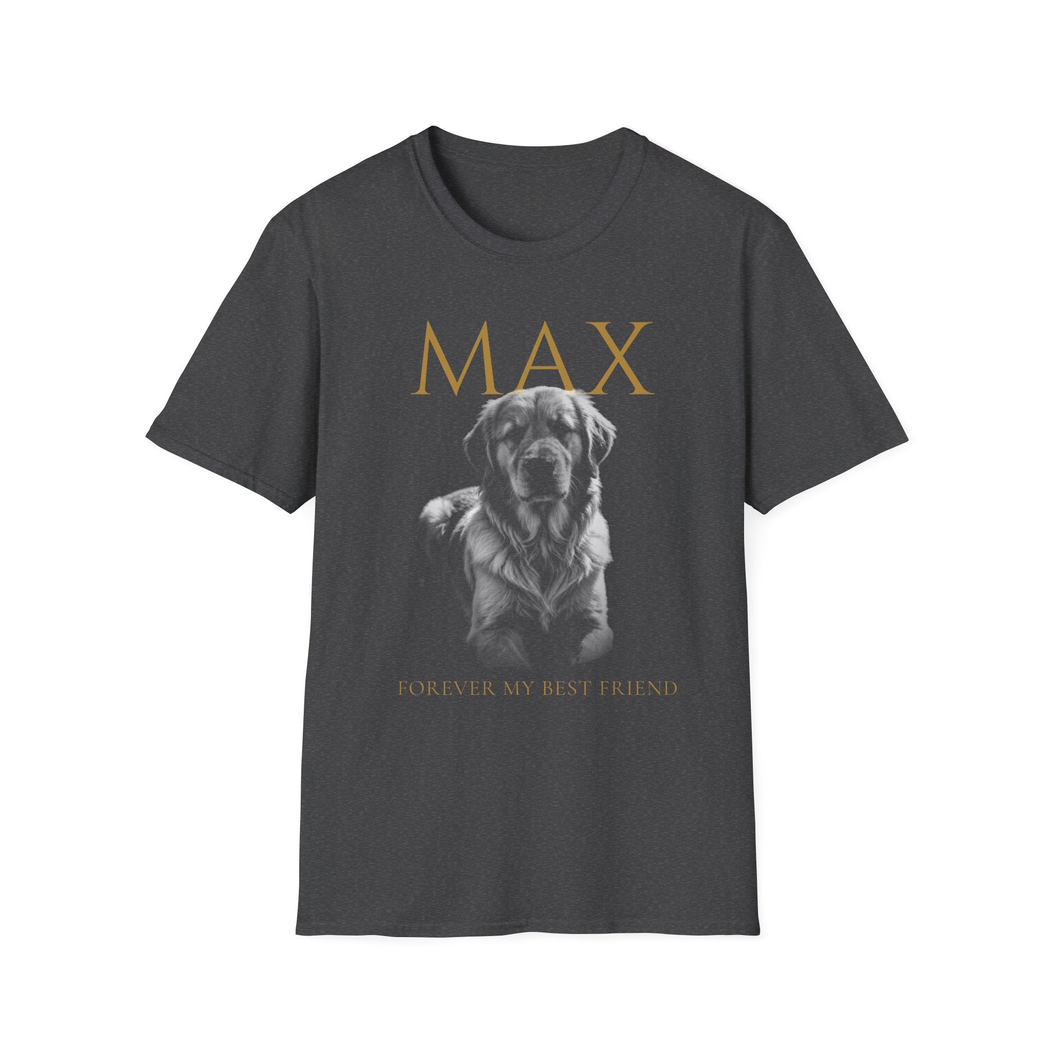 Dog Memorial T-Shirt — Personalized "MAX" Golden Retriever Tribute Tee