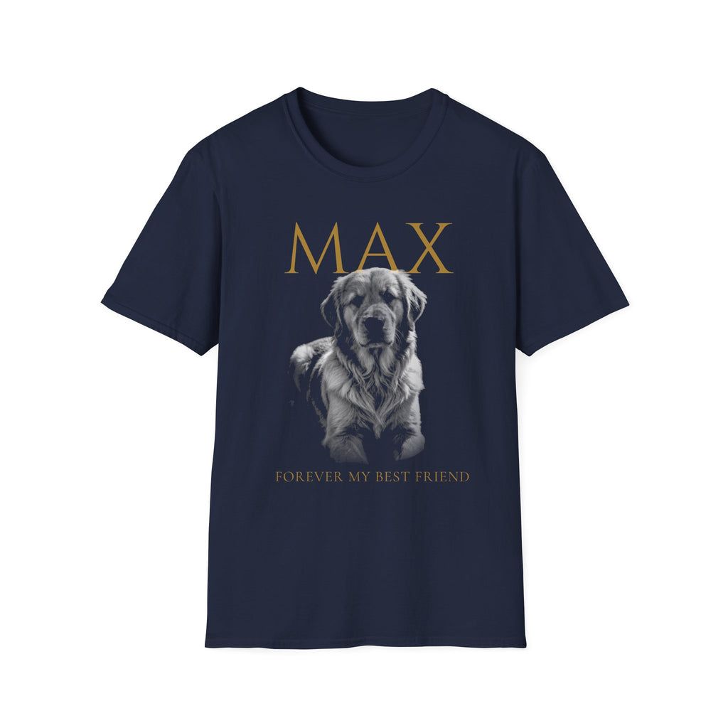 Dog Memorial T-Shirt — Personalized "MAX" Golden Retriever Tribute Tee