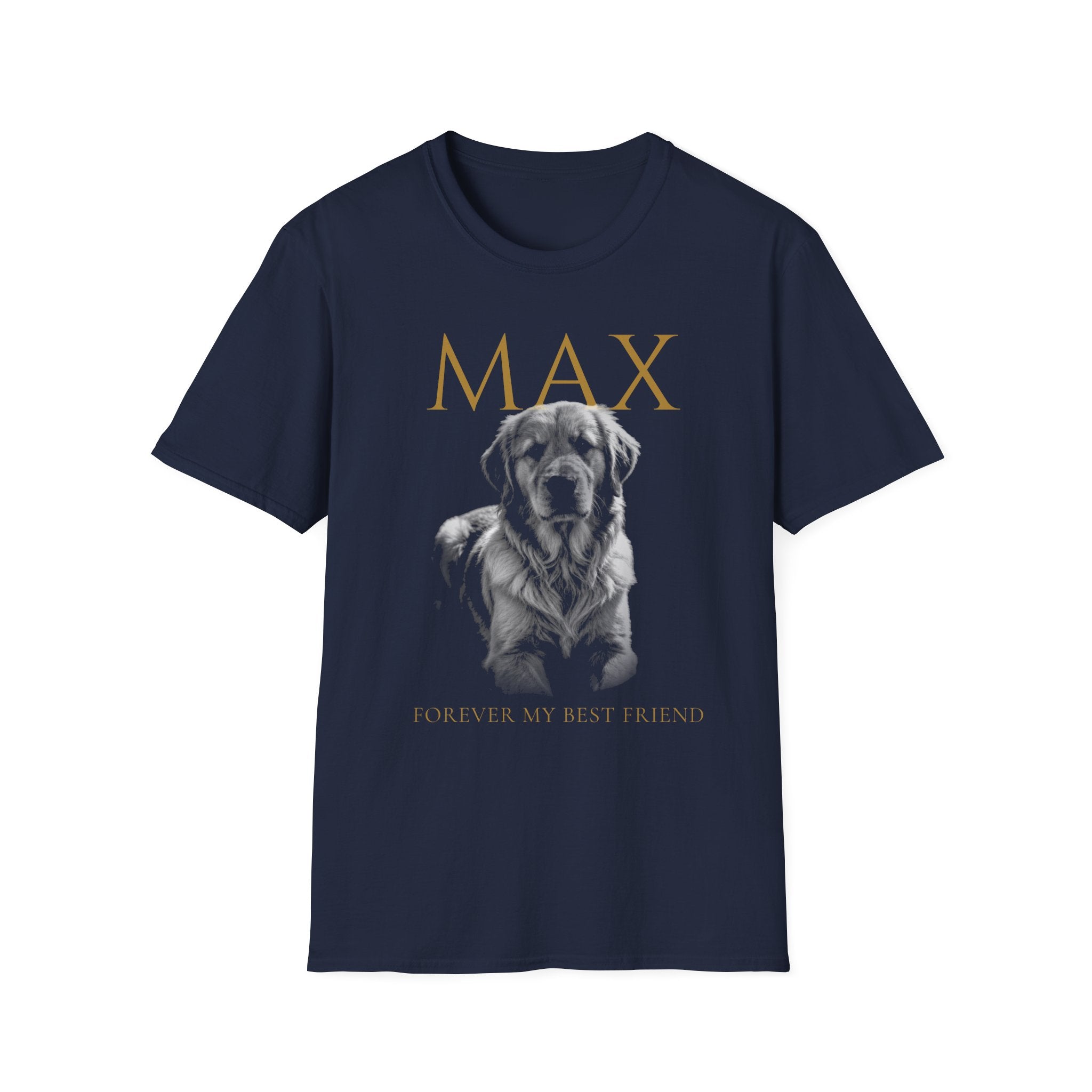 Dog Memorial T-Shirt — Personalized "MAX" Golden Retriever Tribute Tee