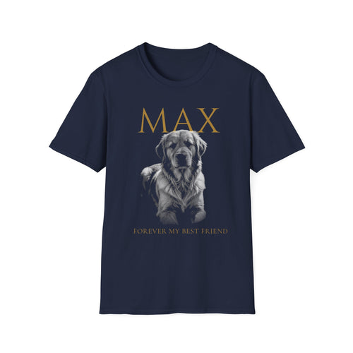 Dog Memorial T-Shirt — Personalized "MAX" Golden Retriever Tribute Tee