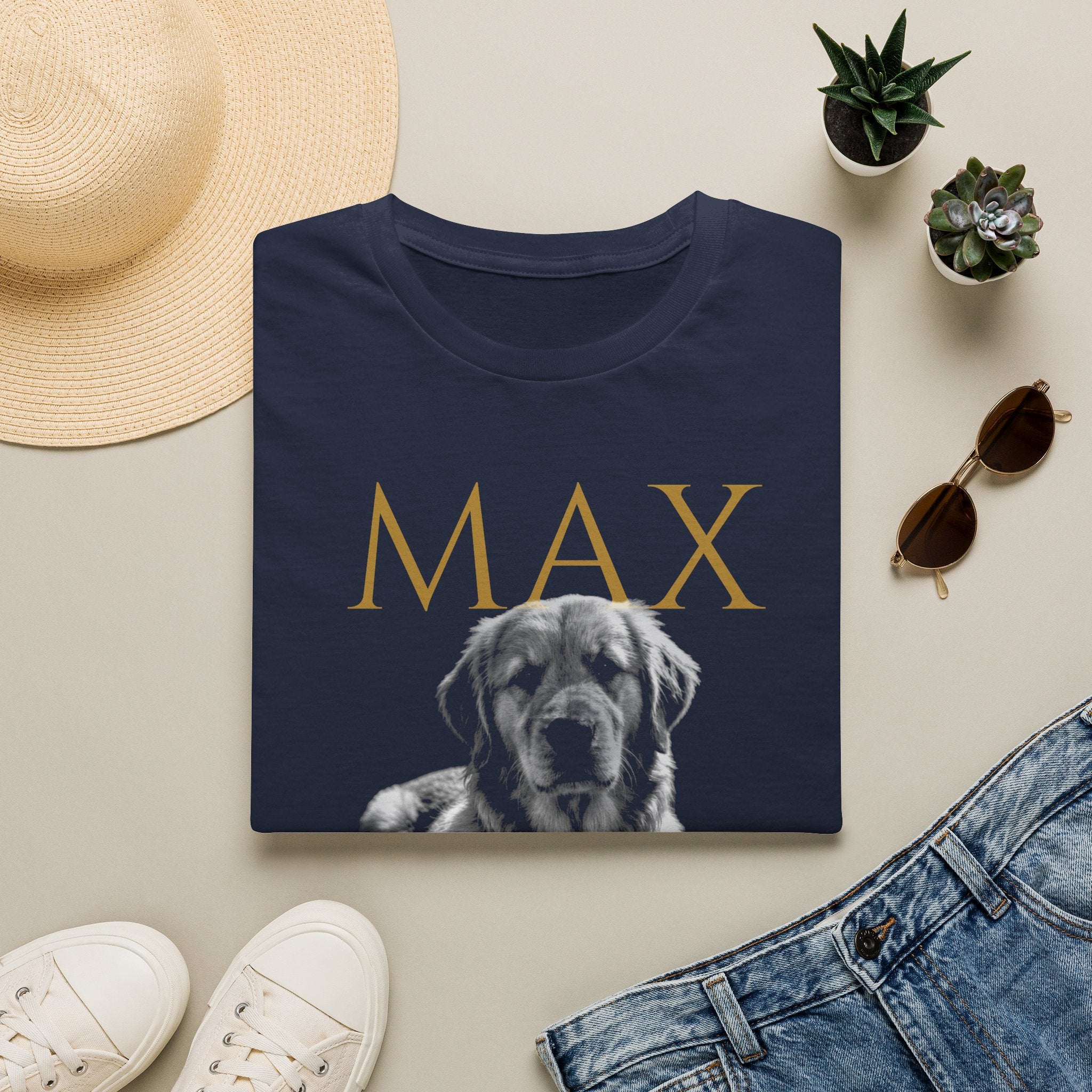 Dog Memorial T-Shirt — Personalized "MAX" Golden Retriever Tribute Tee
