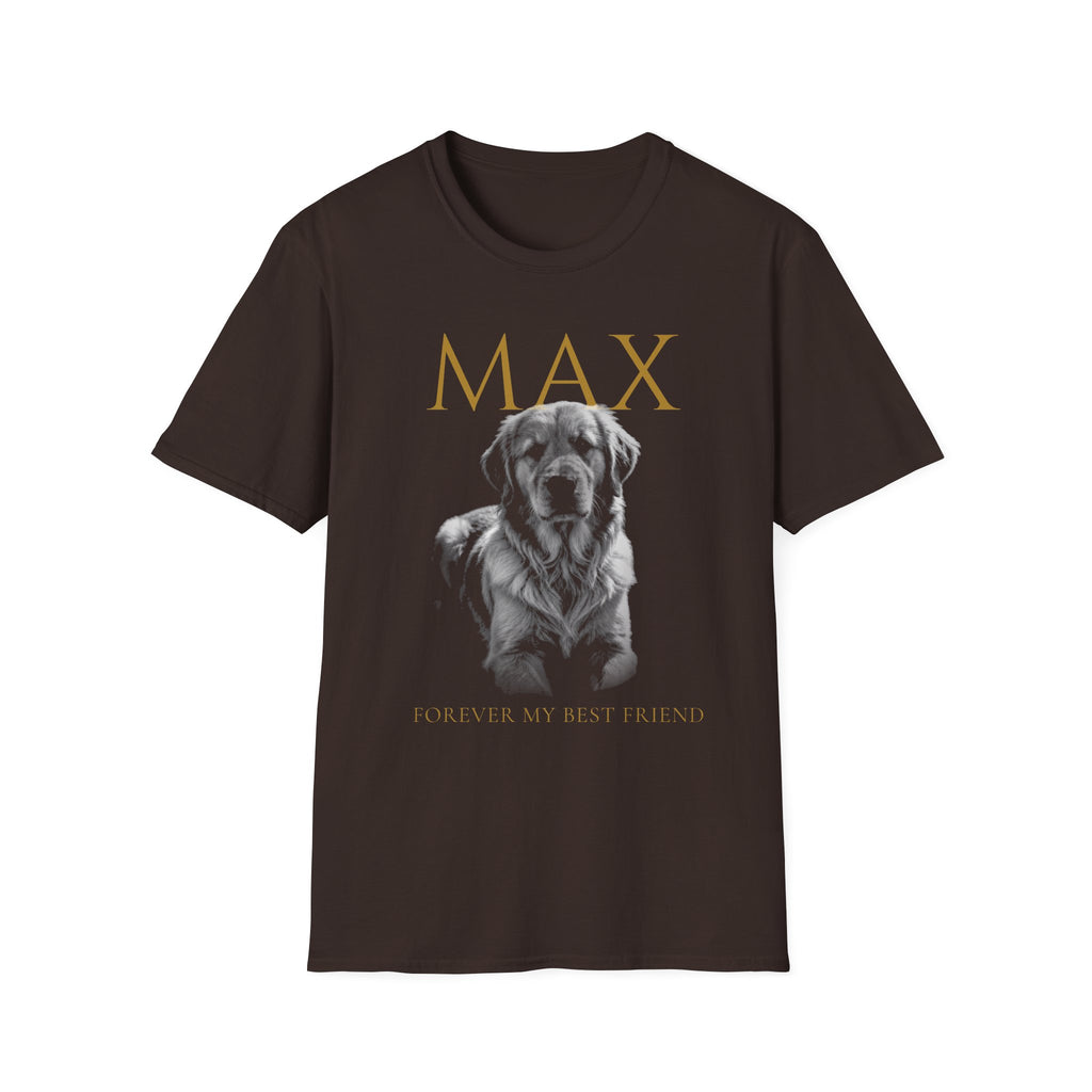Dog Memorial T-Shirt — Personalized "MAX" Golden Retriever Tribute Tee