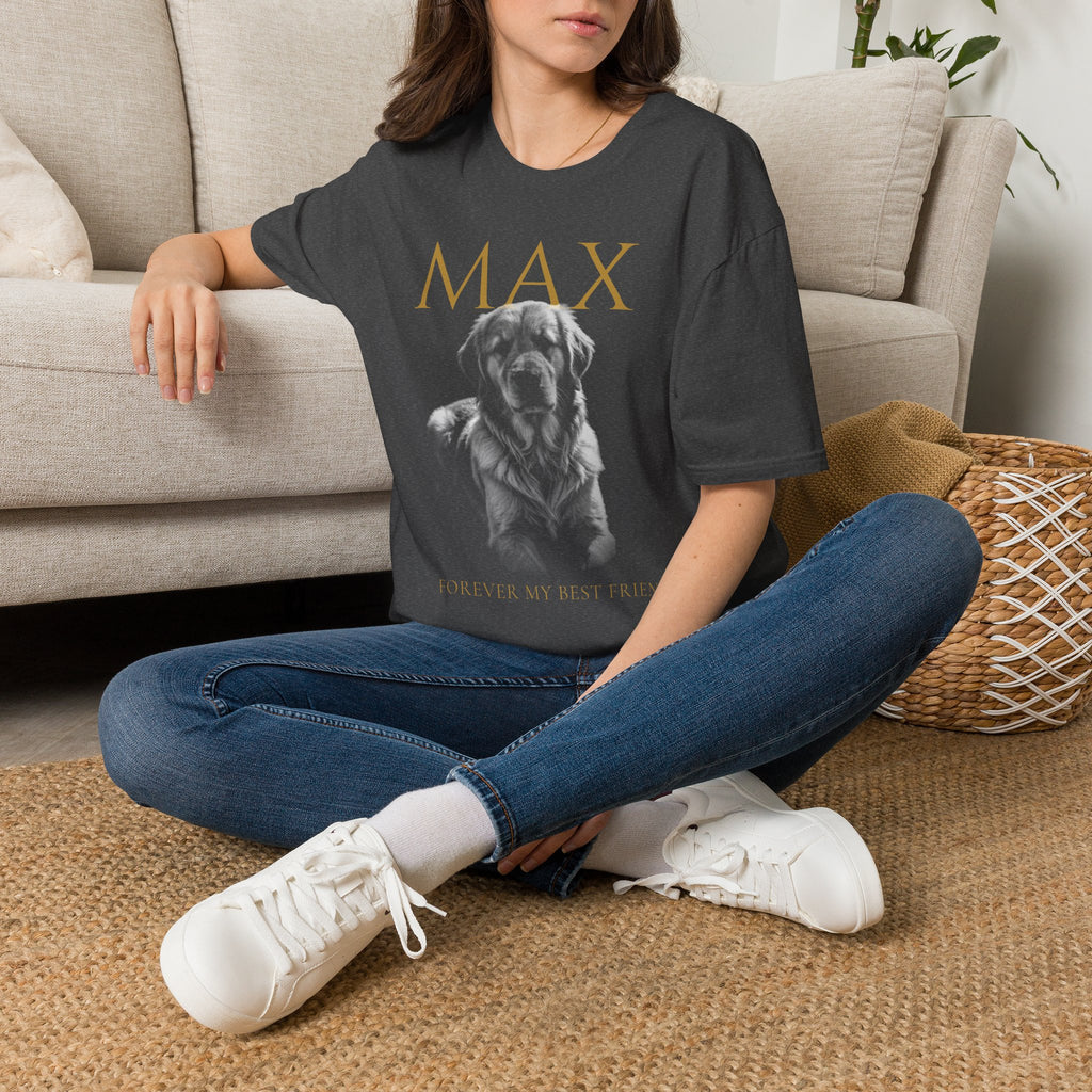 Dog Memorial T-Shirt — Personalized "MAX" Golden Retriever Tribute Tee