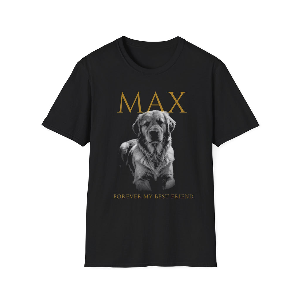 Dog Memorial T-Shirt — Personalized "MAX" Golden Retriever Tribute Tee